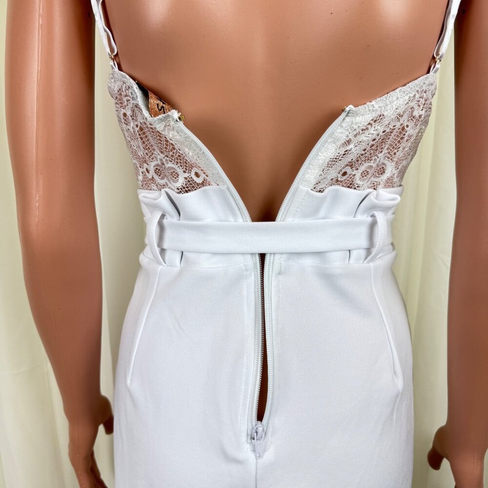 Women's Shop17 Lace Accent Romper Size Medium White - Picture 14 of 14